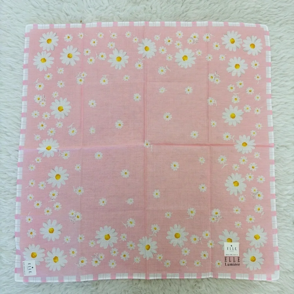 Elle Pink Floral Handkerchief/Bandana  scarf size 17.5”